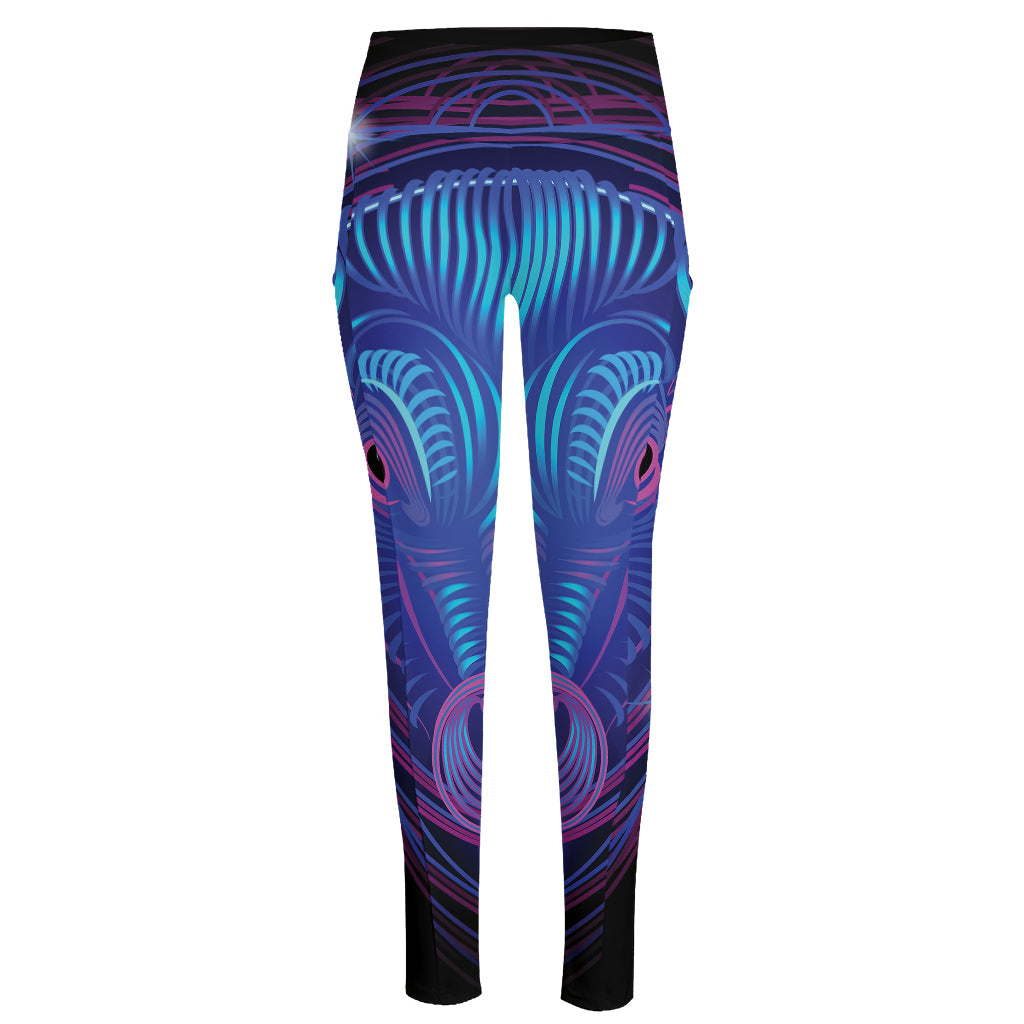 Dark Taurus Zodiac Sign Print High-Waisted Pocket Leggings