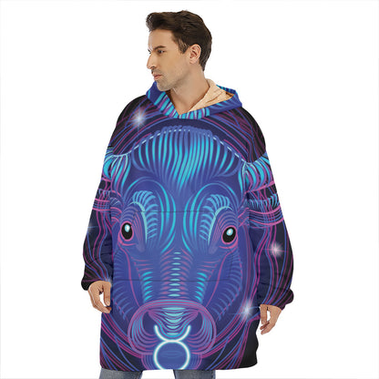 Dark Taurus Zodiac Sign Print Hoodie Blanket