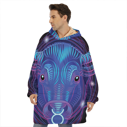Dark Taurus Zodiac Sign Print Hoodie Blanket
