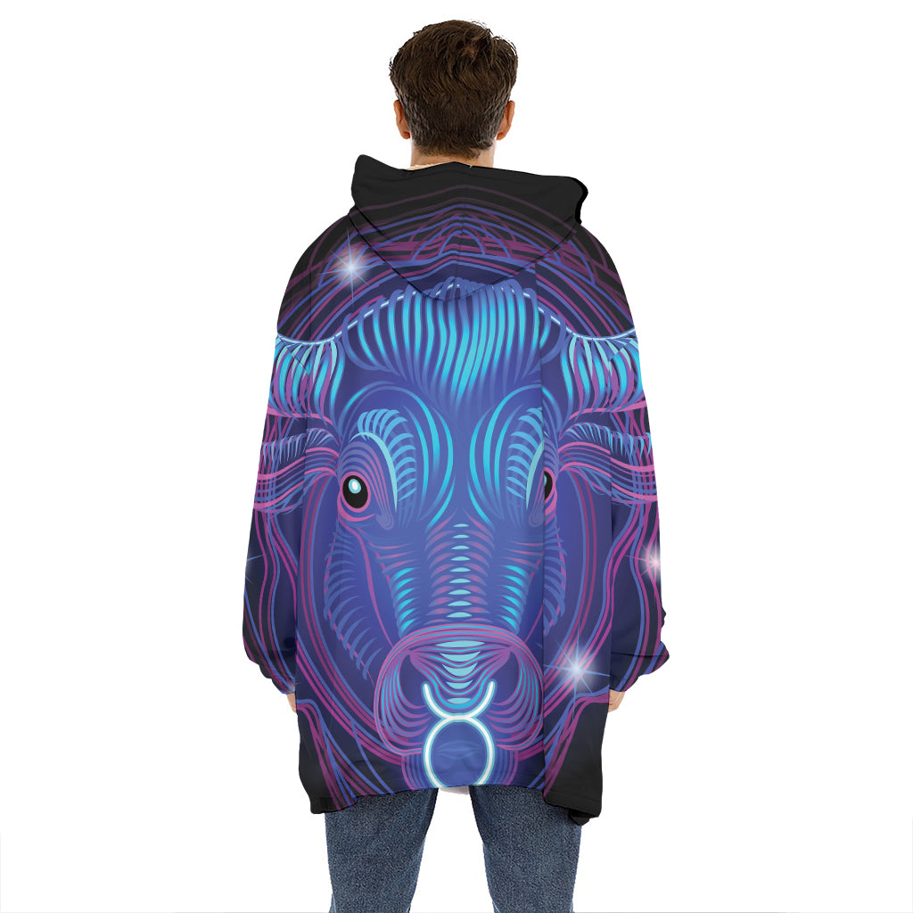 Dark Taurus Zodiac Sign Print Hoodie Blanket