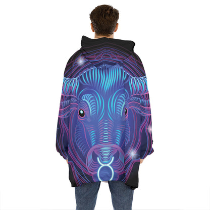 Dark Taurus Zodiac Sign Print Hoodie Blanket