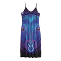 Dark Taurus Zodiac Sign Print Jersey Midi Cami Dress