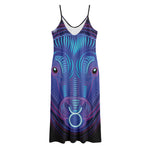 Dark Taurus Zodiac Sign Print Jersey Midi Cami Dress