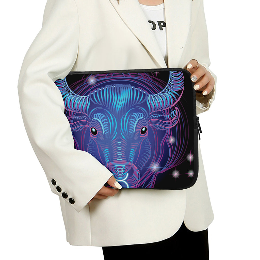 Dark Taurus Zodiac Sign Print Laptop Sleeve