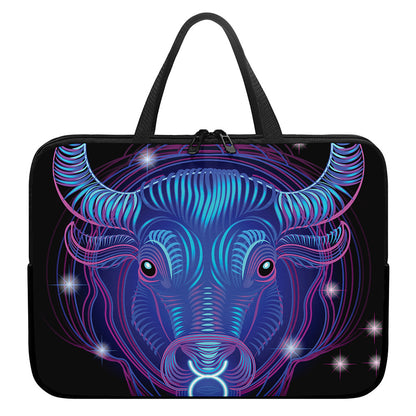 Dark Taurus Zodiac Sign Print Laptop Sleeve With Handle