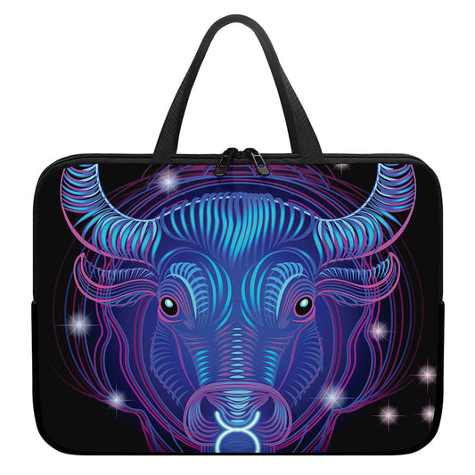 Dark Taurus Zodiac Sign Print Laptop Sleeve With Handle