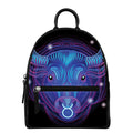 Dark Taurus Zodiac Sign Print Leather Backpack