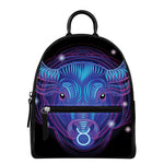 Dark Taurus Zodiac Sign Print Leather Backpack