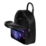 Dark Taurus Zodiac Sign Print Leather Backpack