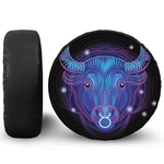 Dark Taurus Zodiac Sign Print Leather Spare Tire Cover