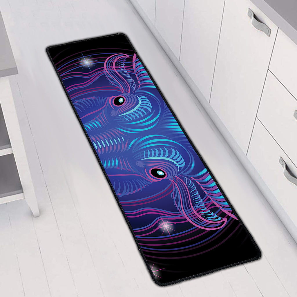 Dark Taurus Zodiac Sign Print Long Kitchen Mat