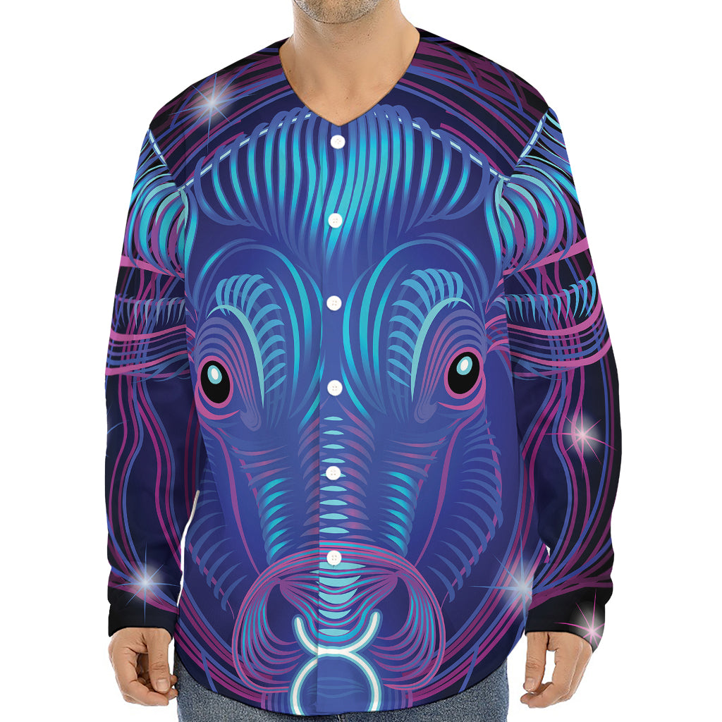 Dark Taurus Zodiac Sign Print Long Sleeve Baseball Jersey