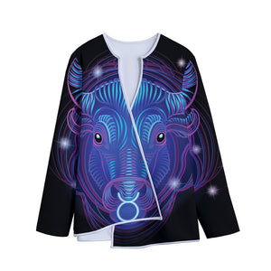 Dark Taurus Zodiac Sign Print Long Sleeve Short Coat