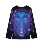 Dark Taurus Zodiac Sign Print Long Sleeve Short Coat