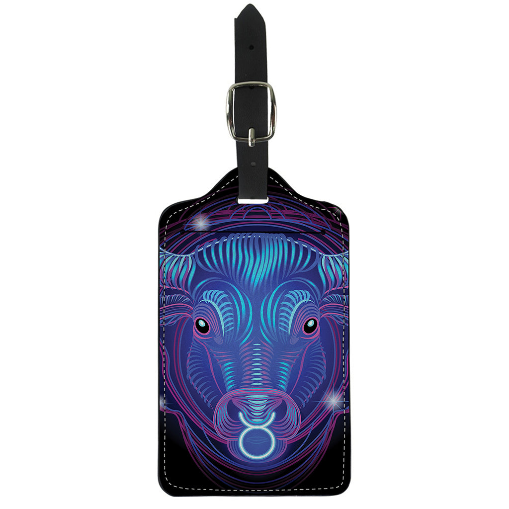 Dark Taurus Zodiac Sign Print Luggage Tag