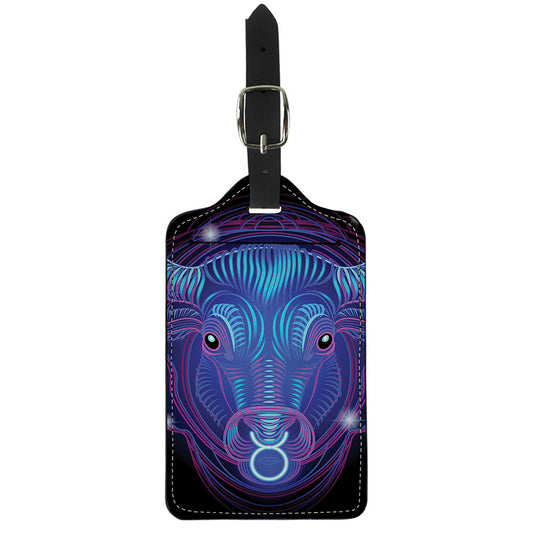 Dark Taurus Zodiac Sign Print Luggage Tag