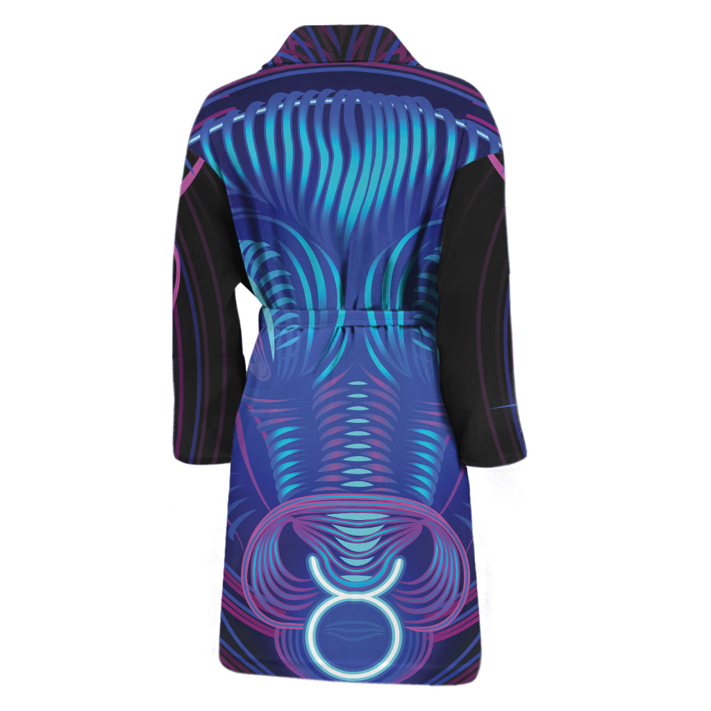 Dark Taurus Zodiac Sign Print Men's Bathrobe
