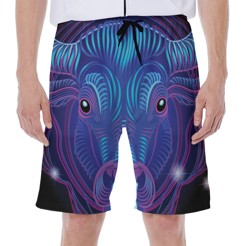 Dark Taurus Zodiac Sign Print Men's Beach Shorts