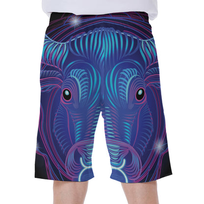 Dark Taurus Zodiac Sign Print Men's Beach Shorts