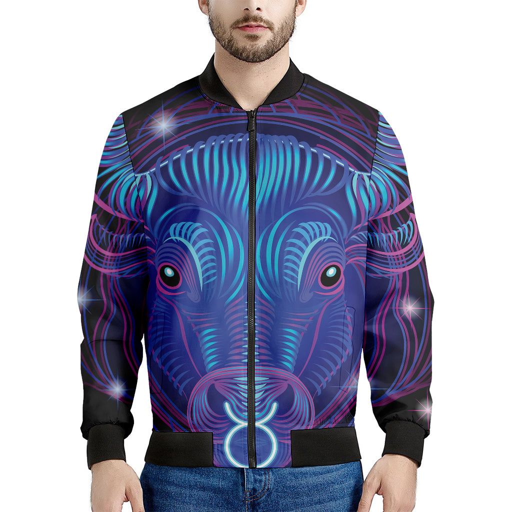 Dark Taurus Zodiac Sign Print Men's Bomber Jacket