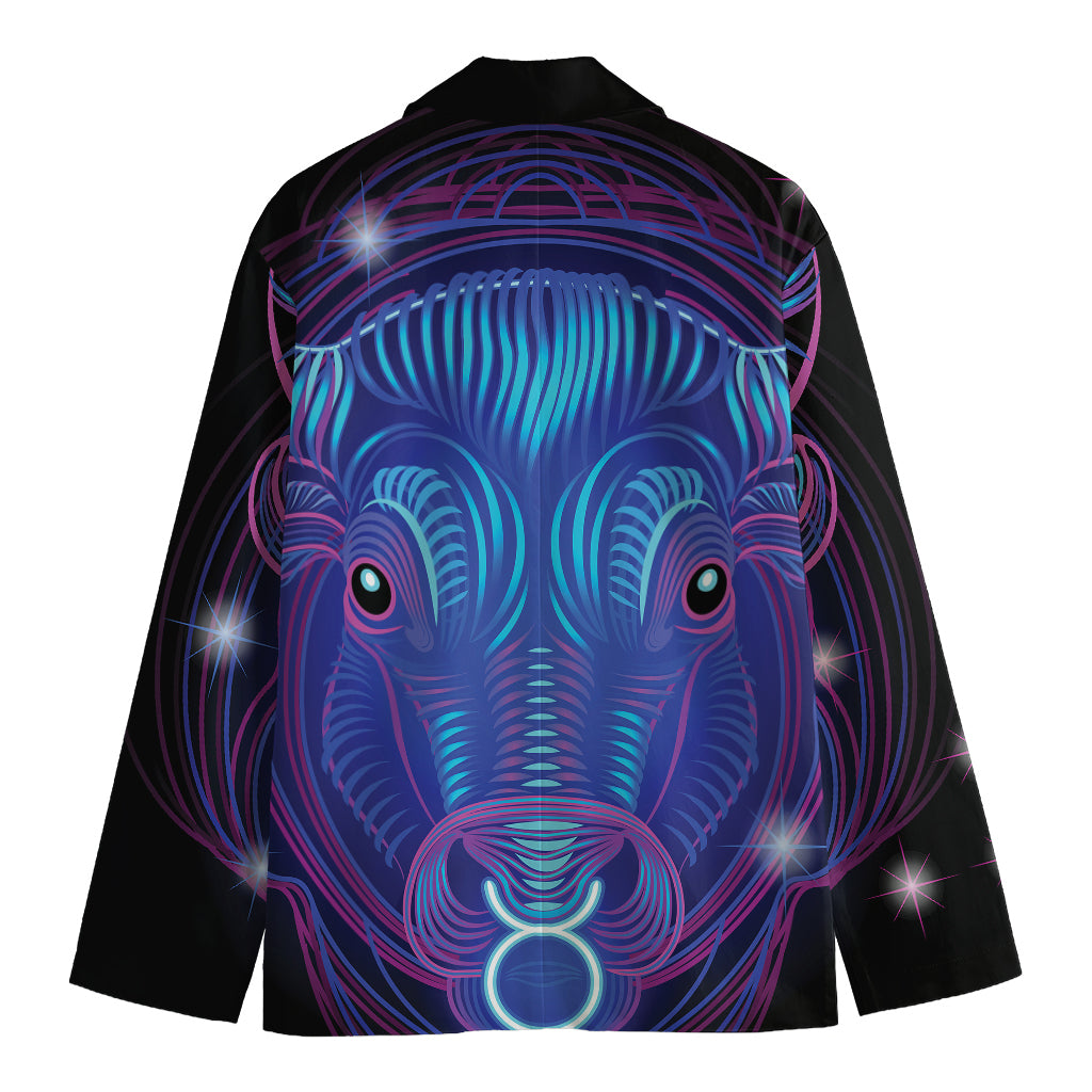 Dark Taurus Zodiac Sign Print Men's Cotton Blazer