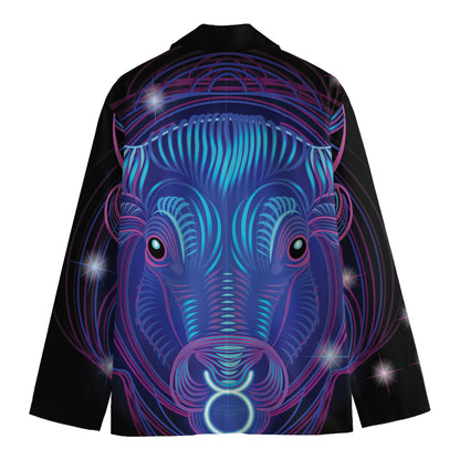 Dark Taurus Zodiac Sign Print Men's Cotton Blazer