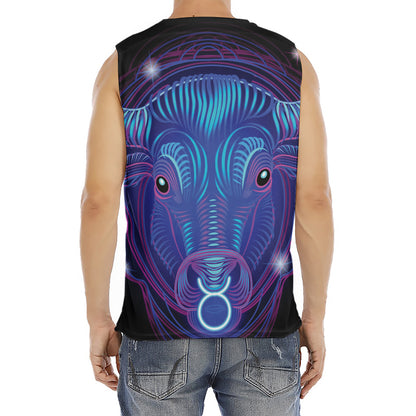 Dark Taurus Zodiac Sign Print Men's Fitness Tank Top