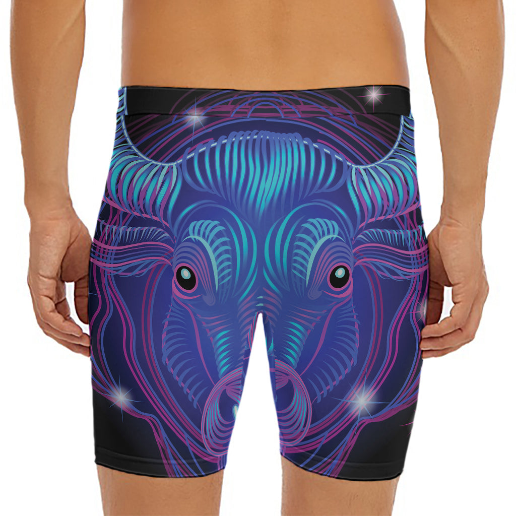 Dark Taurus Zodiac Sign Print Men's Long Boxer Briefs