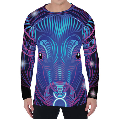 Dark Taurus Zodiac Sign Print Men's Long Sleeve T-Shirt