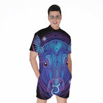 Dark Taurus Zodiac Sign Print Men's Rompers