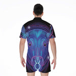 Dark Taurus Zodiac Sign Print Men's Rompers