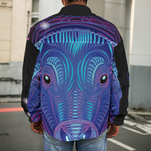 Dark Taurus Zodiac Sign Print Men's Shirt Jacket