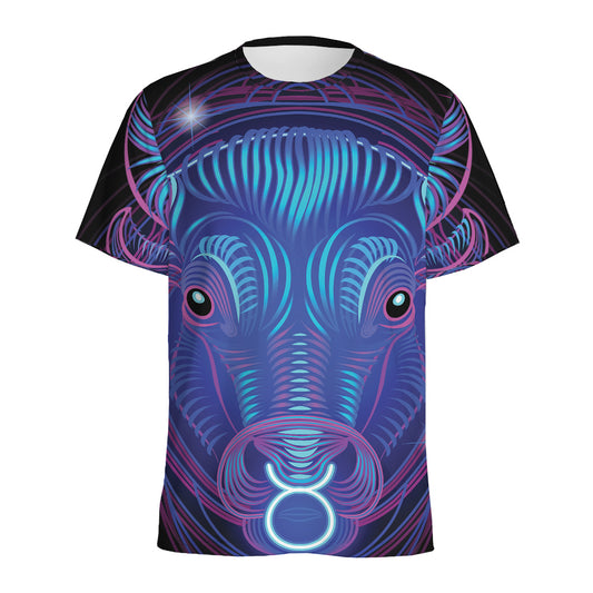Dark Taurus Zodiac Sign Print Men's Sports T-Shirt