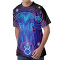 Dark Taurus Zodiac Sign Print Men's Velvet T-Shirt