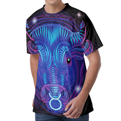 Dark Taurus Zodiac Sign Print Men's Velvet T-Shirt