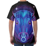 Dark Taurus Zodiac Sign Print Men's Velvet T-Shirt