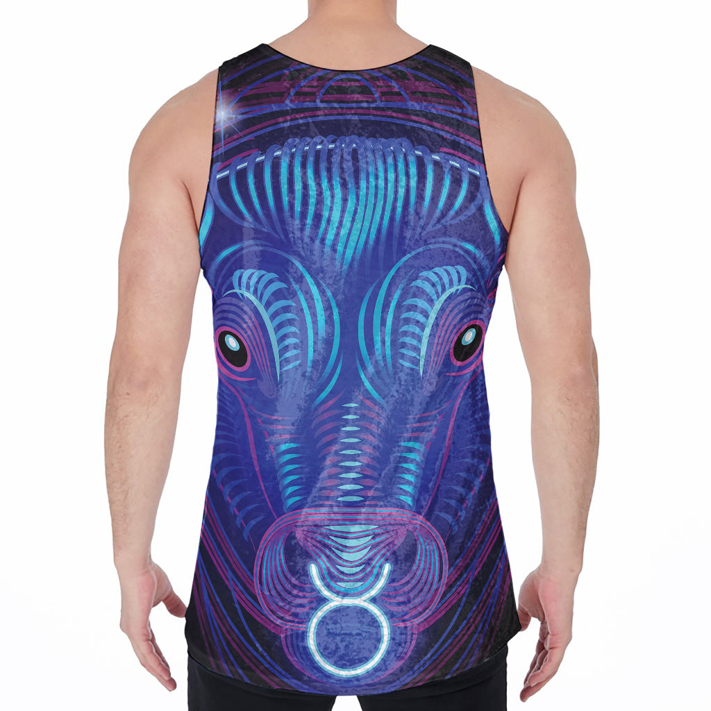 Dark Taurus Zodiac Sign Print Men's Velvet Tank Top