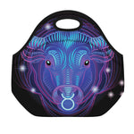 Dark Taurus Zodiac Sign Print Neoprene Lunch Bag