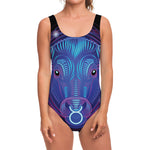 Dark Taurus Zodiac Sign Print One Piece Swimsuit