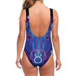 Dark Taurus Zodiac Sign Print One Piece Swimsuit