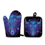 Dark Taurus Zodiac Sign Print Oven Mitt And Pot Holder Set