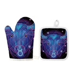 Dark Taurus Zodiac Sign Print Oven Mitt And Pot Holder Set