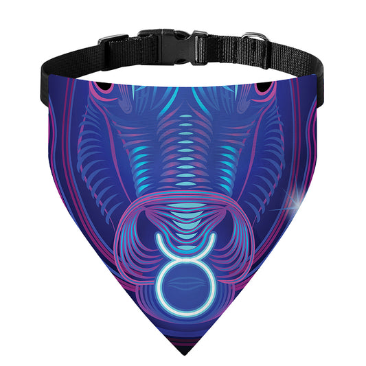 Dark Taurus Zodiac Sign Print Over The Collar Dog Bandana