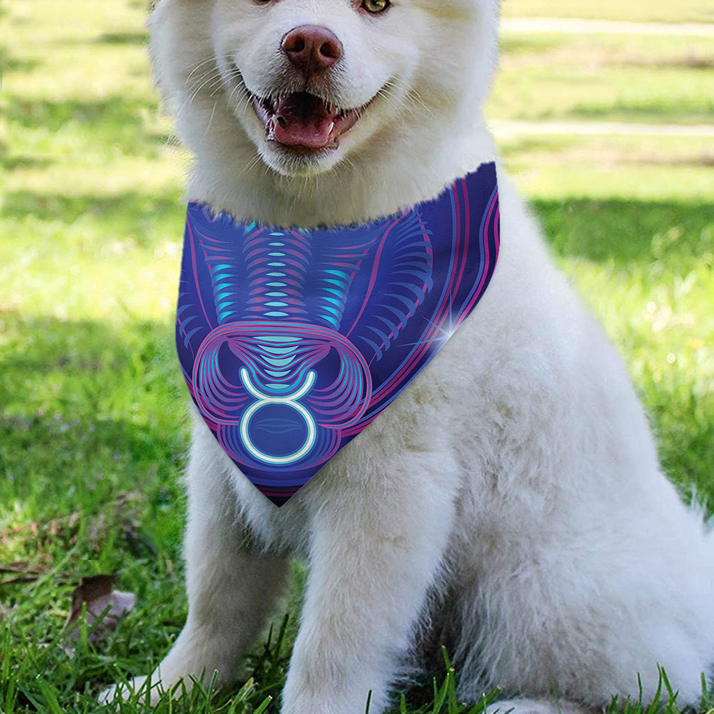Dark Taurus Zodiac Sign Print Over The Collar Dog Bandana