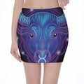 Dark Taurus Zodiac Sign Print Pencil Mini Skirt