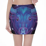 Dark Taurus Zodiac Sign Print Pencil Mini Skirt