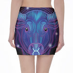Dark Taurus Zodiac Sign Print Pencil Mini Skirt