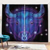 Dark Taurus Zodiac Sign Print Pencil Pleat Curtains