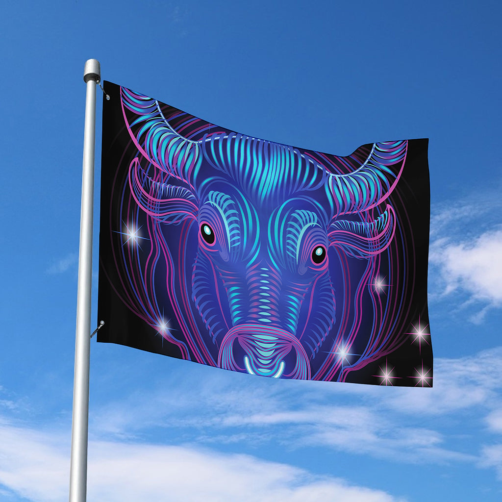 Dark Taurus Zodiac Sign Print Polyester Flag