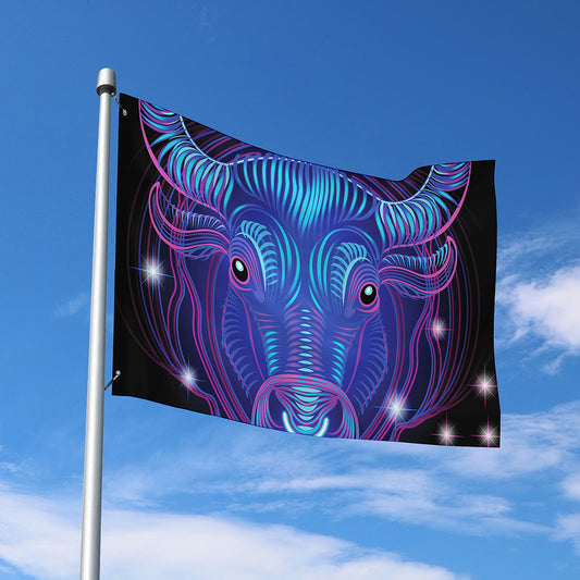Dark Taurus Zodiac Sign Print Polyester Flag